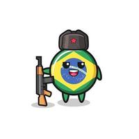 Cute dibujos animados de la bandera de Brasil como ejército ruso vector