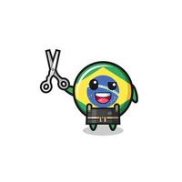 brazil flag character as barbershop mascot vector