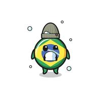 cute cartoon brazil flag with shivering expression vector