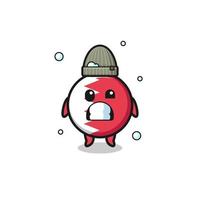 cute cartoon bahrain flag with shivering expression vector