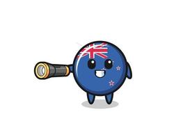 new zealand mascot holding flashlight vector