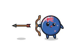illustration of new zealand character doing archery vector