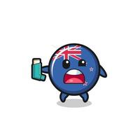new zealand mascot having asthma while holding the inhaler vector