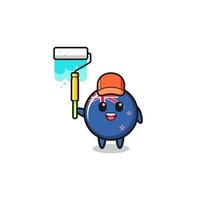 the new zealand painter mascot with a paint roller vector