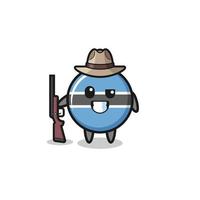 botswana flag hunter mascot holding a gun vector