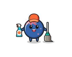 lindo personaje de nueva zelanda como mascota de los servicios de limpieza vector