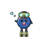 the new zealand diver cartoon character vector