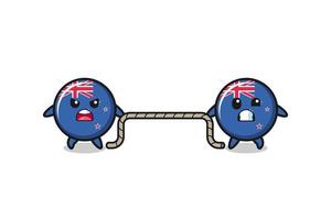 cute new zealand character is playing tug of war game vector