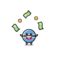 illustration of the botswana flag catching money falling from the sky vector
