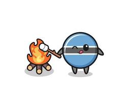 botswana flag character is burning marshmallow vector