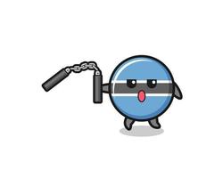 cartoon of botswana flag using nunchaku vector