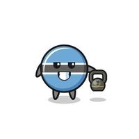 botswana flag mascot lifting kettlebell in the gym vector