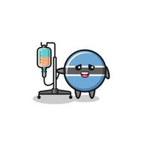 cute botswana flag character standing with infusion pole vector