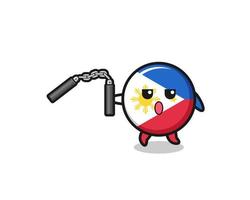 cartoon of philippines flag using nunchaku vector