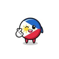 philippines flag character doing Korean finger heart vector