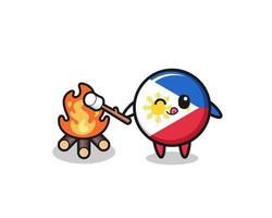 philippines flag character is burning marshmallow vector