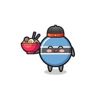 botswana flag as Chinese chef mascot holding a noodle bowl vector