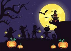 Vector illustration Happy Halloween celebration with the characters for party invitation
