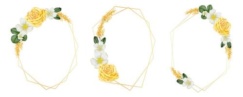 coronas de flores de marco. conjunto de flores de ramo de acuarela de marco botánico. vector