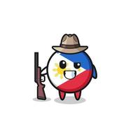 philippines flag hunter mascot holding a gun vector