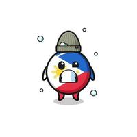 cute cartoon philippines flag with shivering expression vector