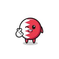 bahrain flag character doing Korean finger heart vector