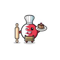 bahrain flag as pastry chef mascot hold rolling pin vector