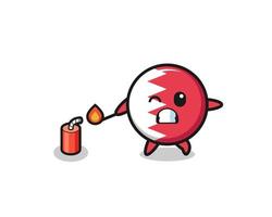 bahrain flag mascot illustration playing firecracker vector