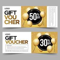 Gift Voucher template with gold and black. Background design vector