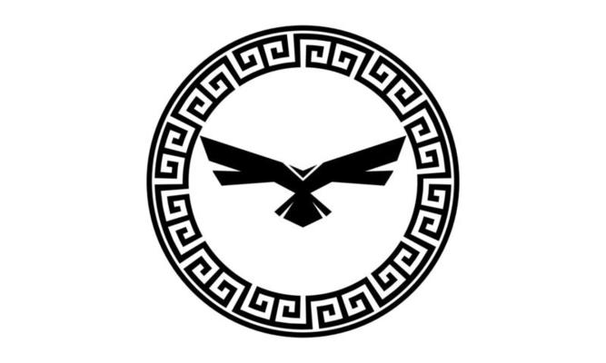 eagle image logo and classical greek ornament