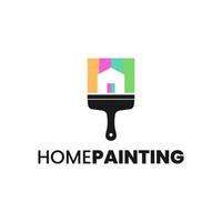 logo template for painting industry. The logo has the shape of a brush with an empty space in the shape of a house vector