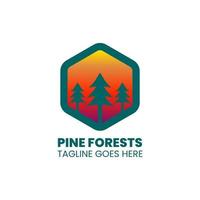 logo template with the shape of the pine tree in square six vector