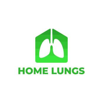 Plantilla de logotipo de lugar de consulta pulmonar con la forma de los pulmones dentro de la casa vector