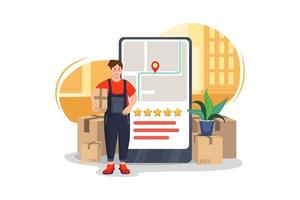 Relocation service application Illustration concept. Flat illustration isolated on white background. vector