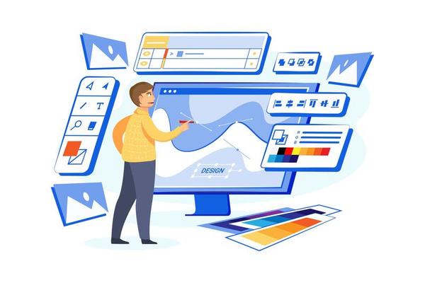 Graphic Designer Illustration concept. Flat illustration isolated on white background.