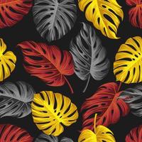 Tropical leaves, jungle leaves seamless floral pattern background vector