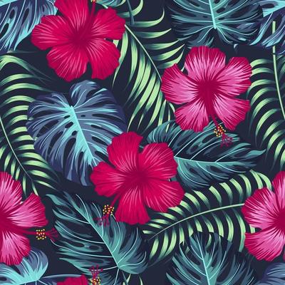 Tropical leaves, jungle leaves seamless floral pattern background