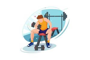 Man lifting weights in the gym Illustration concept. Flat illustration isolated on white background. vector
