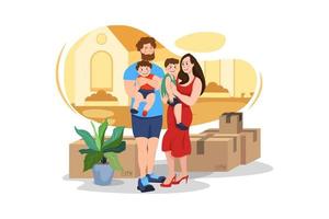 We move to a new house Illustration concept. Flat illustration isolated on white background. vector