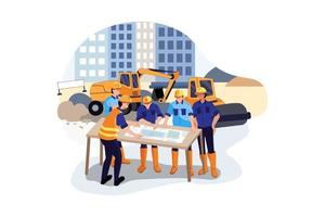 The construction team working on a new project Illustration concept. Flat illustration isolated on white background. vector