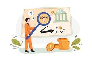 Searching Business Loan Offer Bank Investments Proposal Illustration concept. Flat illustration isolated on white background. vector