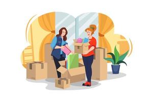 Packing things for moving house Illustration concept. Flat illustration isolated on white background.