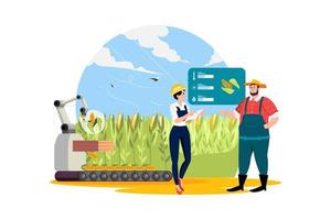 concepto de ilustración de tecnología de agricultura inteligente. ilustración plana aislada sobre fondo blanco. vector