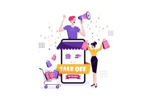 Online Shopping Sale Offer Illustration concept. Flat illustration isolated on white background. vector