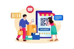 QR Code Payment Illustration concept. Flat illustration isolated on white background. vector