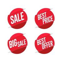 Set of discount offer price label, sale promo marketing vector