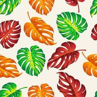 Tropical leaves, jungle leaves seamless floral pattern background vector