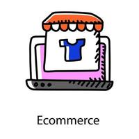 icono de concepto de tienda en línea estilo doodle del vector de comercio electrónico
