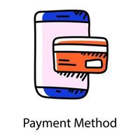 Bank card with mobile phone denoting concept of secure card payment method icon vector