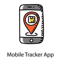 Parcel inside map pointer inside smartphone mobile tracker app vector